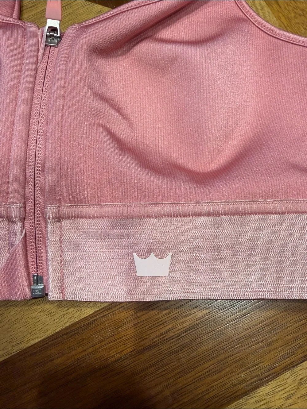 SHEFIT Luxe Pink Front-Zip Adjustable-Compression Sports Bra Preowned